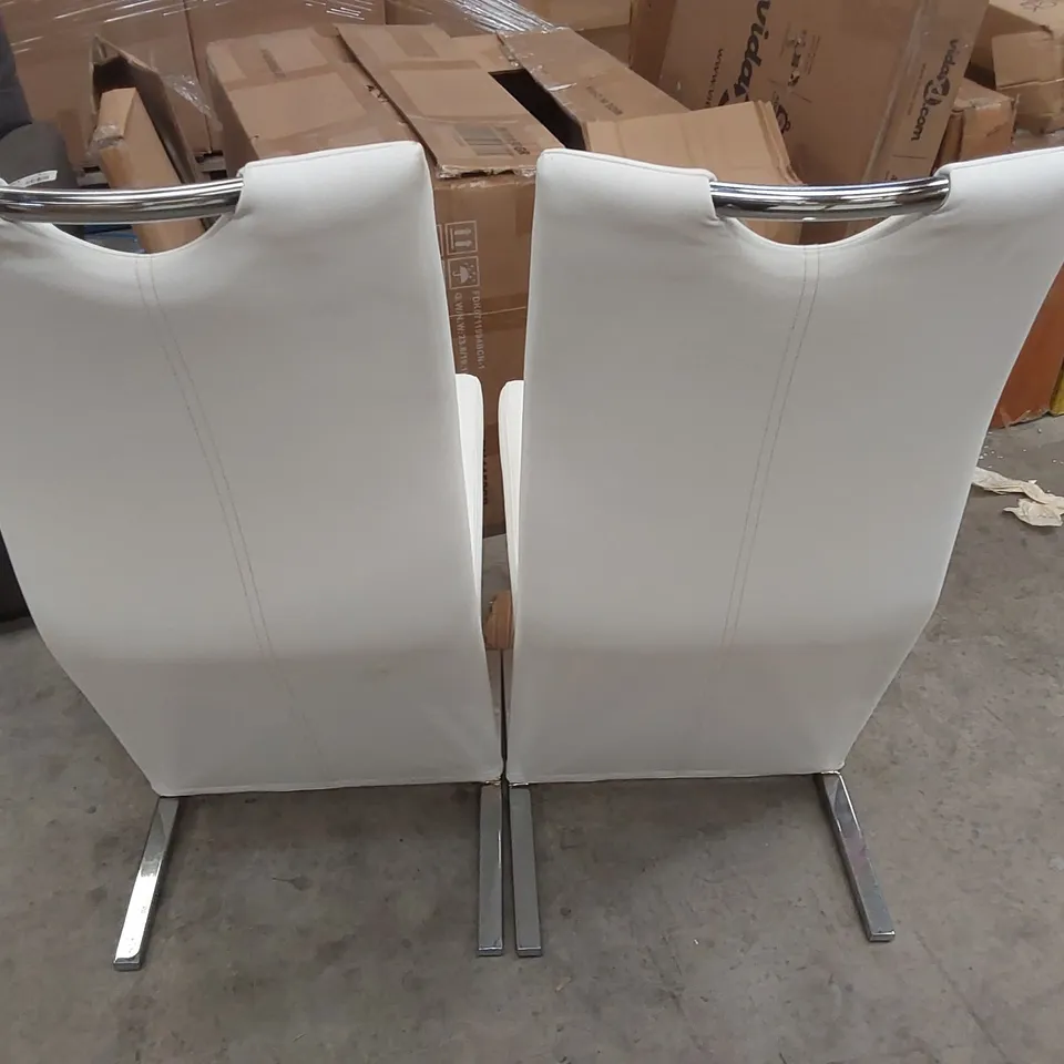 SET OF 6 DESIGNER FAUX LEATHER DINING CHAIRS