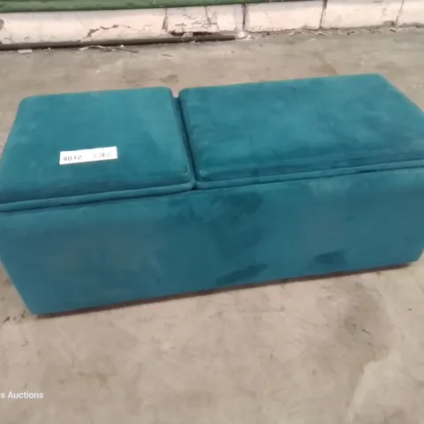 QUALITY BRITISH DESIGNER LOUNGE Co. STORAGE FOOTSTOOL PLUSH TURQUOISE FABRIC