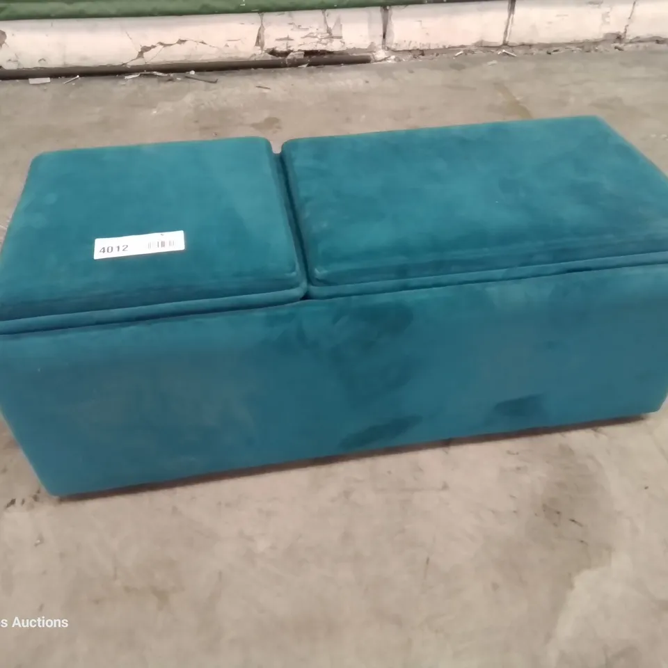 QUALITY BRITISH DESIGNER LOUNGE Co. STORAGE FOOTSTOOL PLUSH TURQUOISE FABRIC 