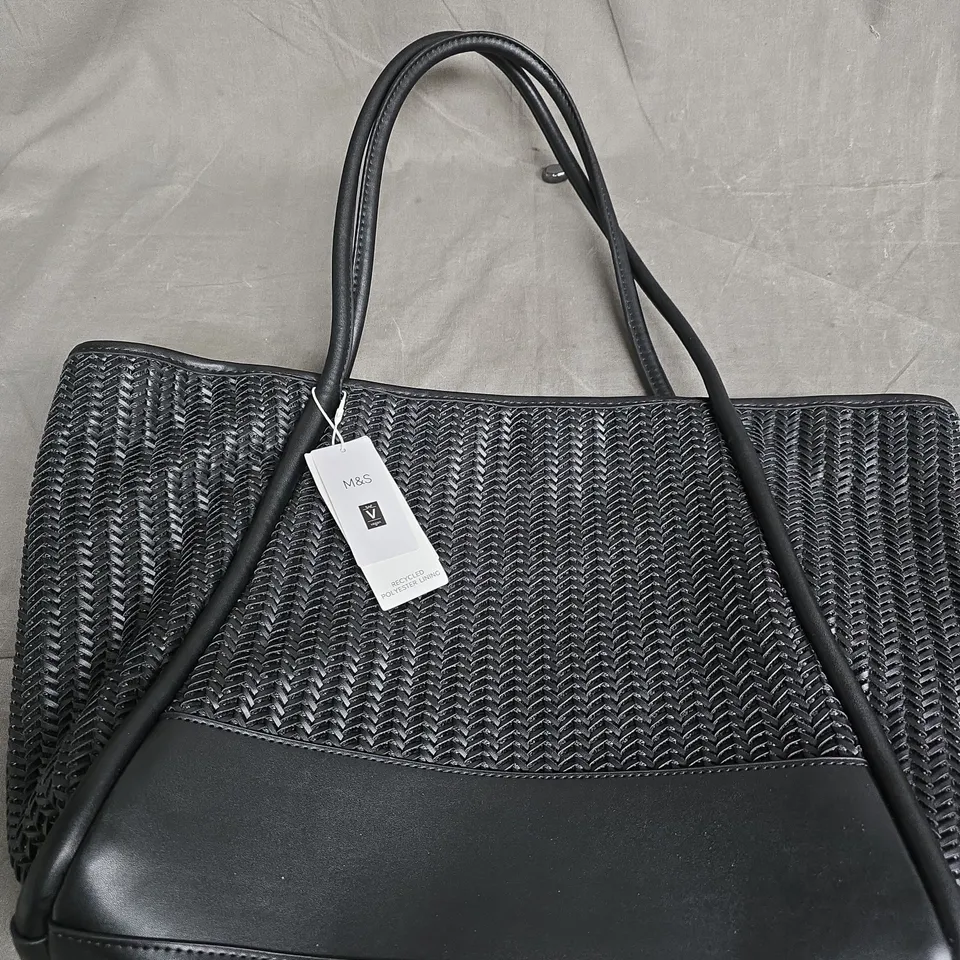 MARKS & SPENCER BLACK WOVEN TOTE BAG – VEGAN
