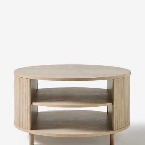 BOXED TATE 2 SHELF ROUND COFFEE TABLE - OAK EFFECT