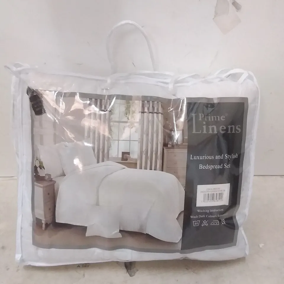 PRIME LINENS SINGLE OSCA WHITE BEDSPREAD 