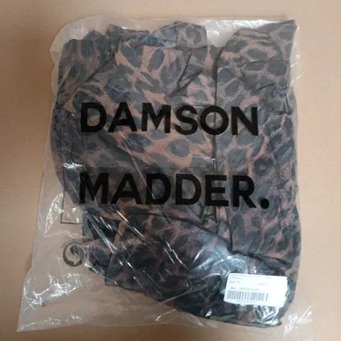 BAGGED DAMSON MADDER PERSEPHONE MIDI DRESS IN DARK LEOPARD - SIZE 18