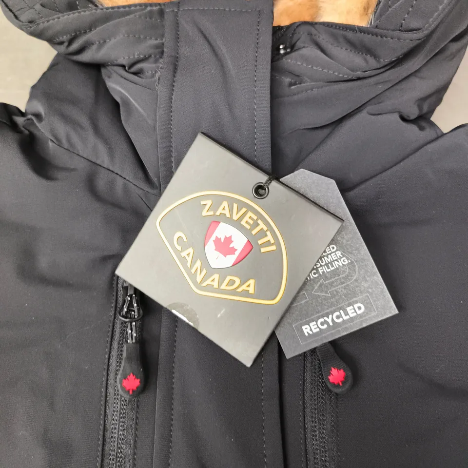 ZAVETTI CANADA CROP PUFFER BOMBER JACKET - BLACK - M