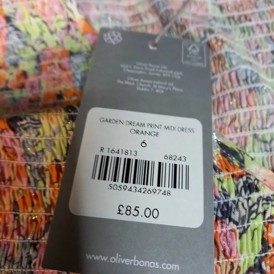 OLIVER BONAS GARDEN DREAM PRINT MIDI DRESS SIZE 6