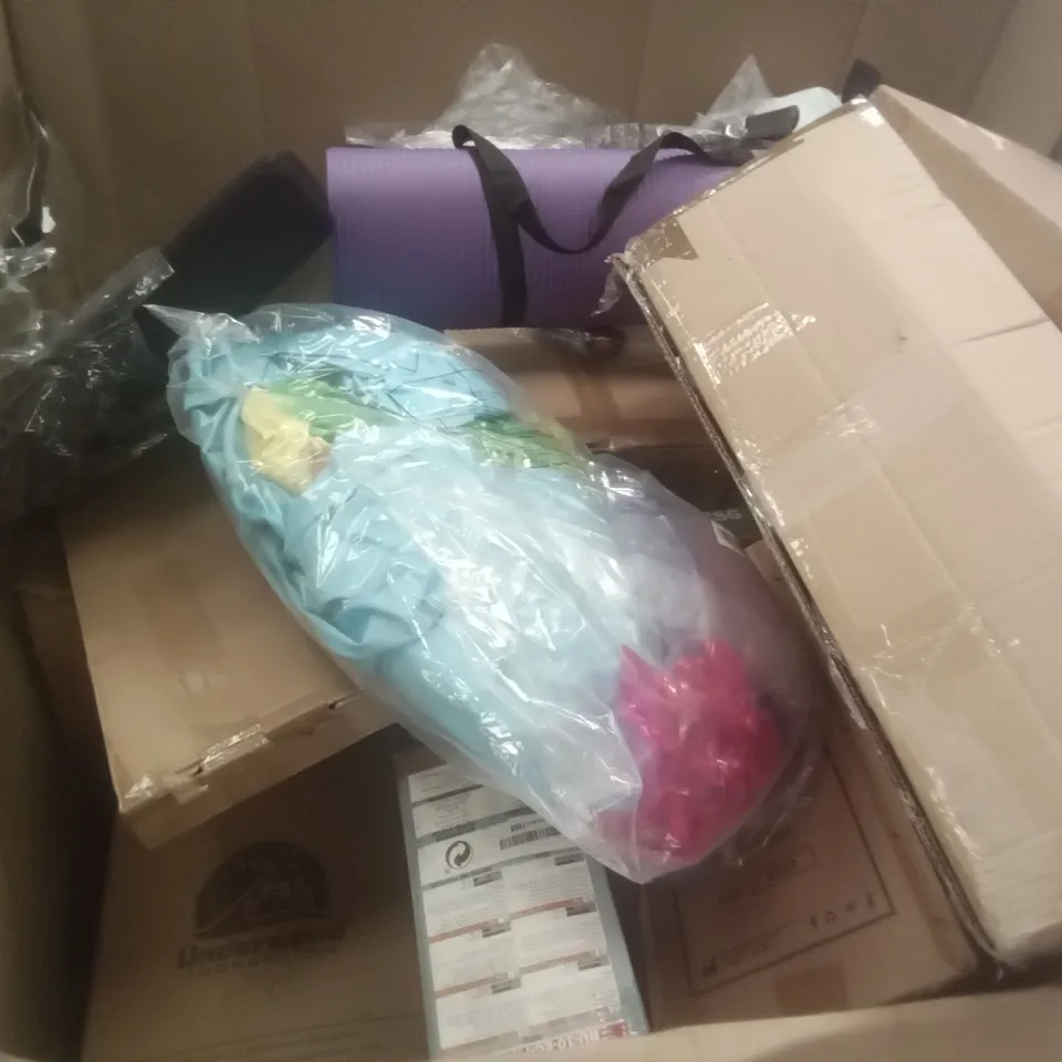 PALLET OF ASSORTED ITEMS INCLUDING CONE WHALE BEACH TOY TABLE, MAGNETIC DARTBOARD, LAPTOP BAG, PEPE BEDSIDE COMMODE, POP UP TENT, PEPE TOILET RISER 4"