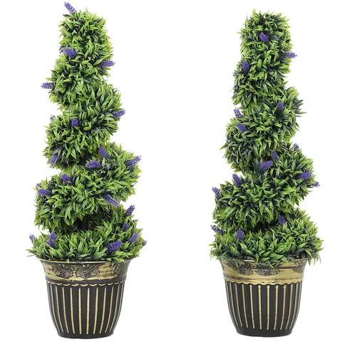 BOXED 90cm FAUX LAVENDER PLANT IN CEMENT POT (1 BOX)