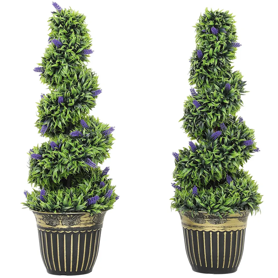 BOXED 90cm FAUX LAVENDER PLANT IN CEMENT POT (1 BOX)