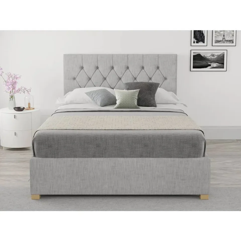 BOXED SWANLEY UPHOLSTERED OTTOMAN BED // SIZE: KING (3 BOXES)