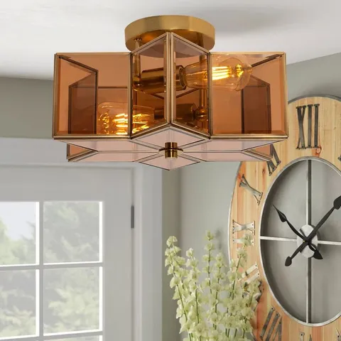 BOXED BRAND NEW AINOAH 2 - LIGHT 41CM UNIQUE/STATEMENT STAR SEMI FLUSH MOUNT LIGHT - GOLD