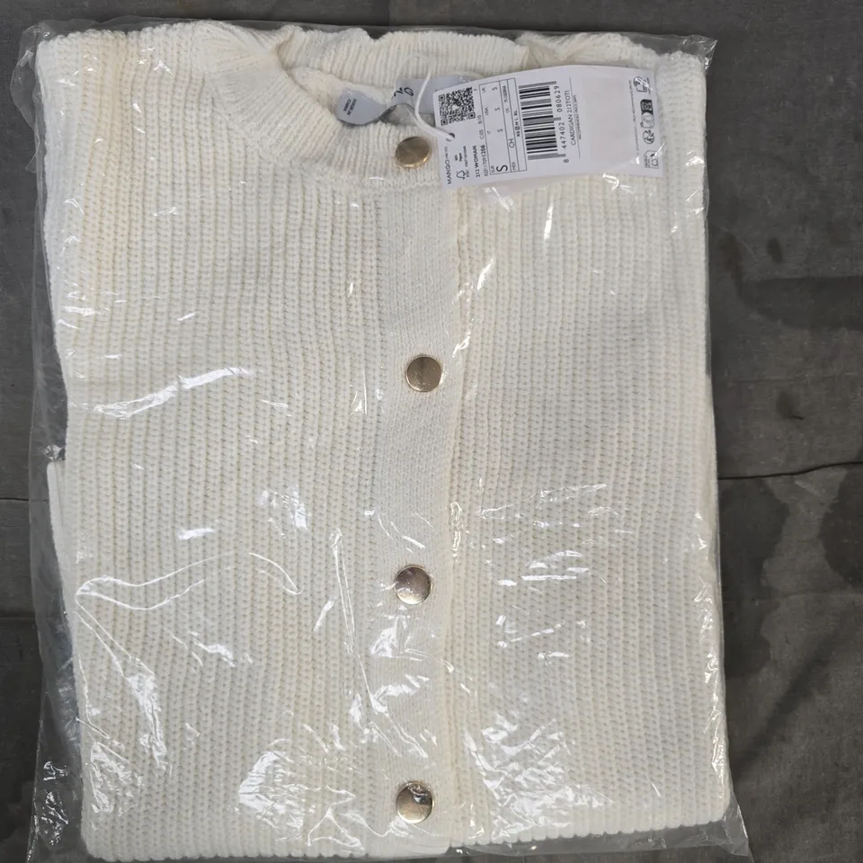 MANGO CARDIGAN 212TOTI KNIT CARDIGAN IN CREAM SIZE UK SMALL