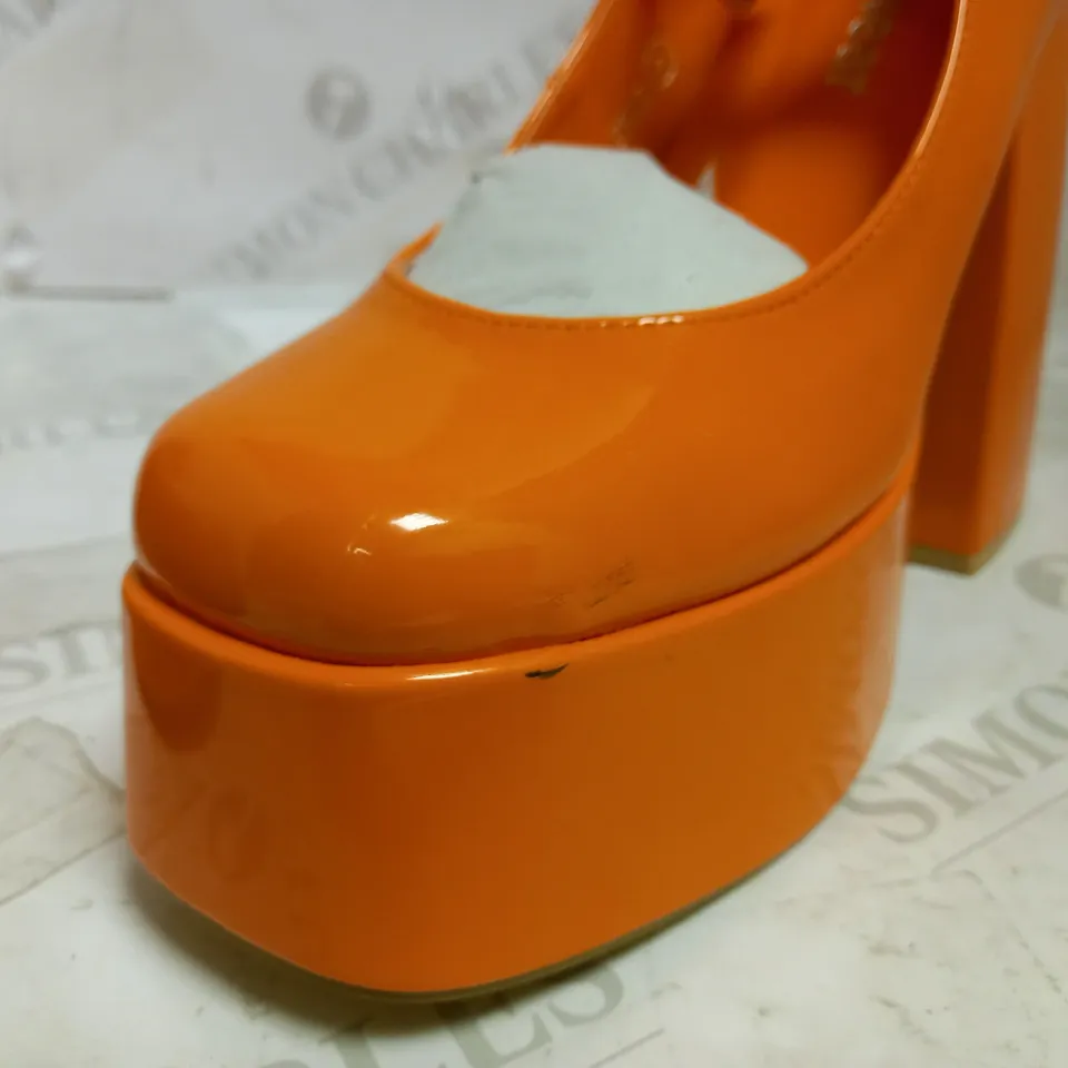KOI VEGAN ORANGE PLATFORM SHOES UK SIZE 4