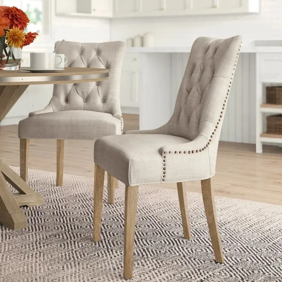BOXED BAUMGARTEN SET OF 2 UPHOLSTERED DINING CHAIRS - GREY (1 BOX)