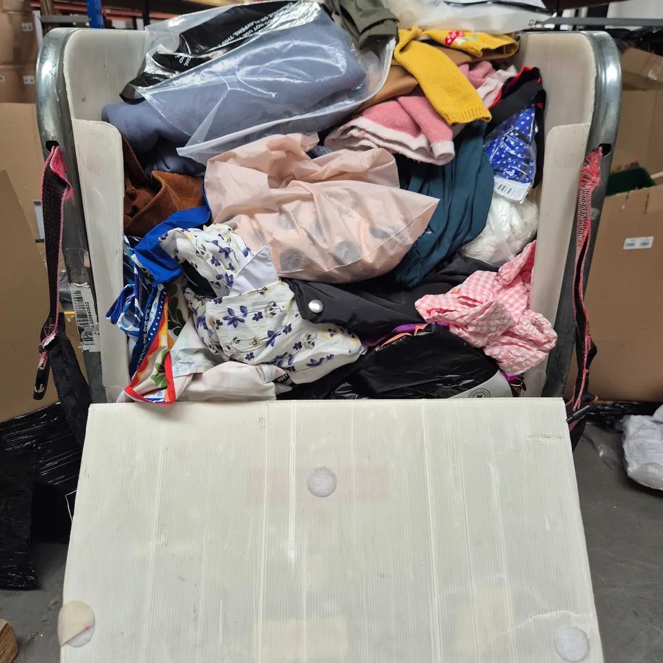 CAGE OF LARGE QUANTITY OF ASSORTED CLOTHING ITEMS IN VARIOUS SIZES, STYLES & COLOURS - COLLECTION ONLY