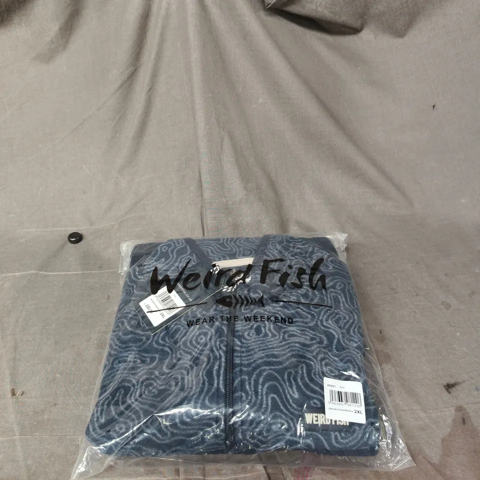 WEIRD FISH GILBERT 1/4 ZIP BLUE PRINTED MICROFLEECE 2X TAGGED RRP £60