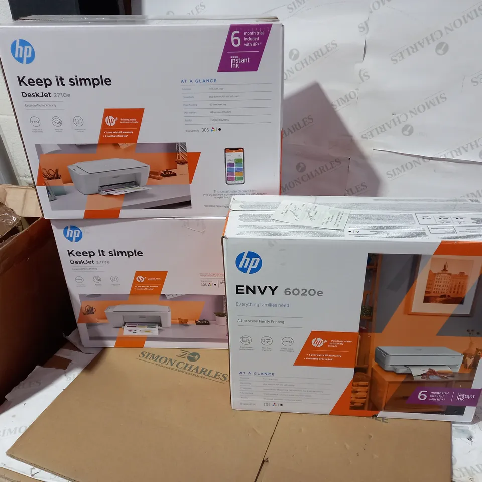 LOT OF 3 ASSORTED HP WHITE PRINTERS (3 BOXES)
