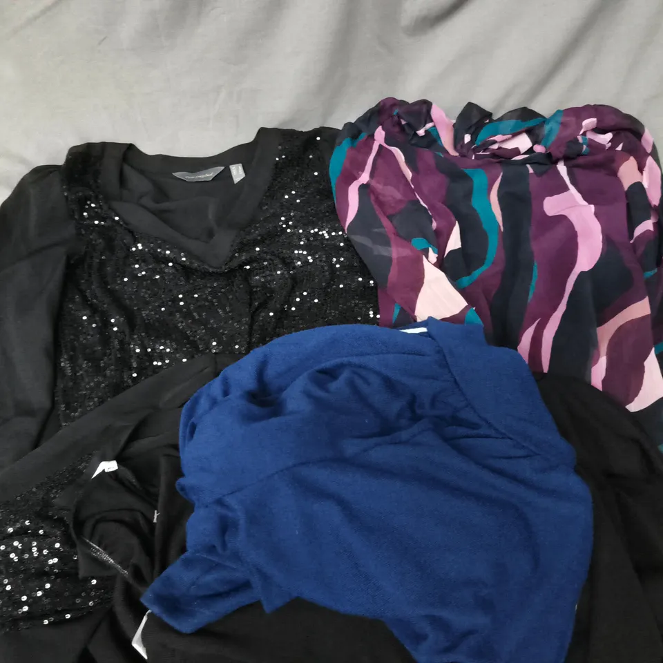 APPROXIMATELY 40 ASSORTED CLOTHING ITEMS IN VARIOUS SIZES, STYLES & COLOURS TO INCLUDE BRANDS SUCH AS RUTH LANGSFORD, KIM&CO, DANNII MINOGUE, ETC - COLLECTION ONLY