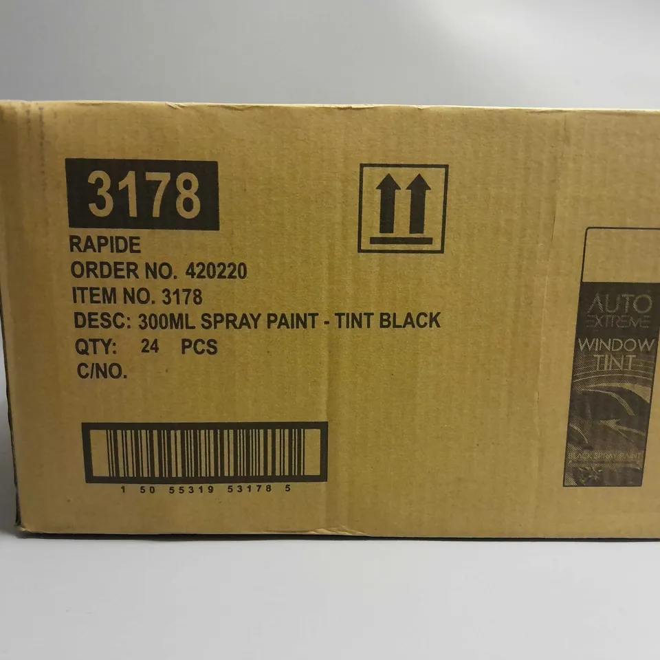 APPROXIMATELY 24 AUTO EXTREME WINDOW TINT BLACK SPRAY PAINT 300ML 