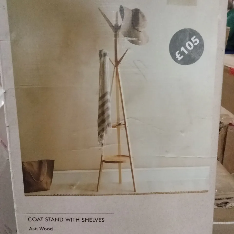 BOXED COAT STAND WITH SHELVES (1 BOX)