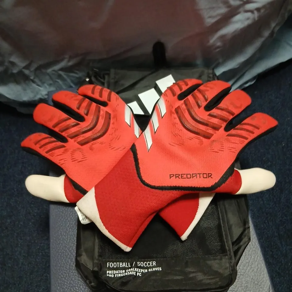 ADIDAS PREDATOR GEL PRO FP GOALKEEPER GLOVES – RED, SIZE 9