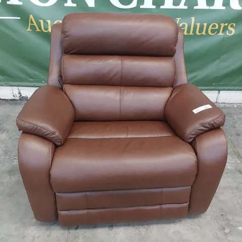 QUALITY BRITISH DESIGNER G PLAN GREENWICH POWER RECLINING SNUGGLER CHAIR CAPRI OAK LEATHER 