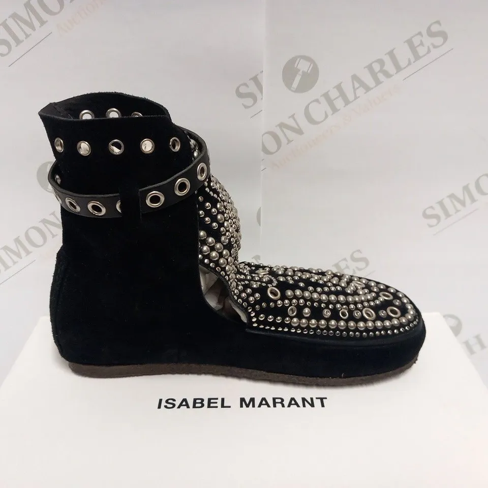 BOXED PAIR OF ISABEL MARANT MORLEY STUDDED SHOES CALF VELVET LEATHER SIZE 36