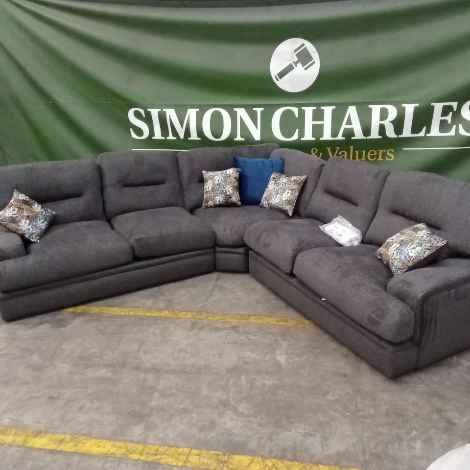 TRIESTE FABRIC CORNER GROUP SOFA - CHARCOAL RRP £2999