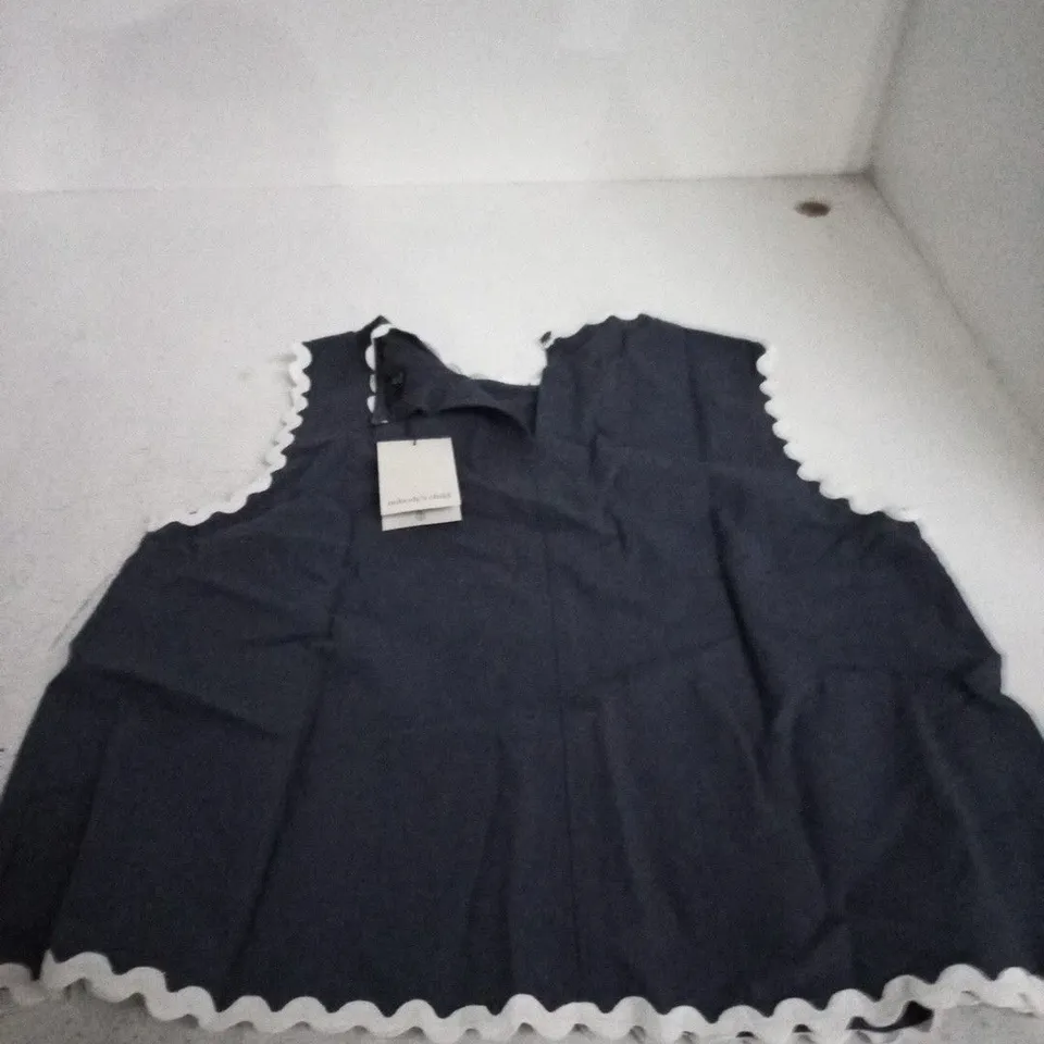 NOBODY'S CHILD NAVY DRESS WITH WHITE RICKRACK TRIM, UK 12
