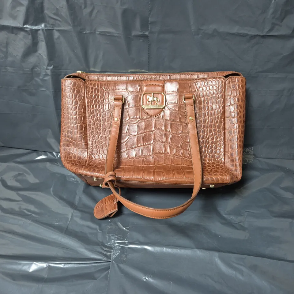 PAUL COSTELLOE CROC TOTE BAG IN BROWN