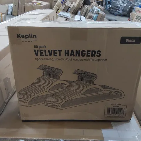 BOXED KEPLIN HOME BLACK 50 PACK VELVET HANGERS