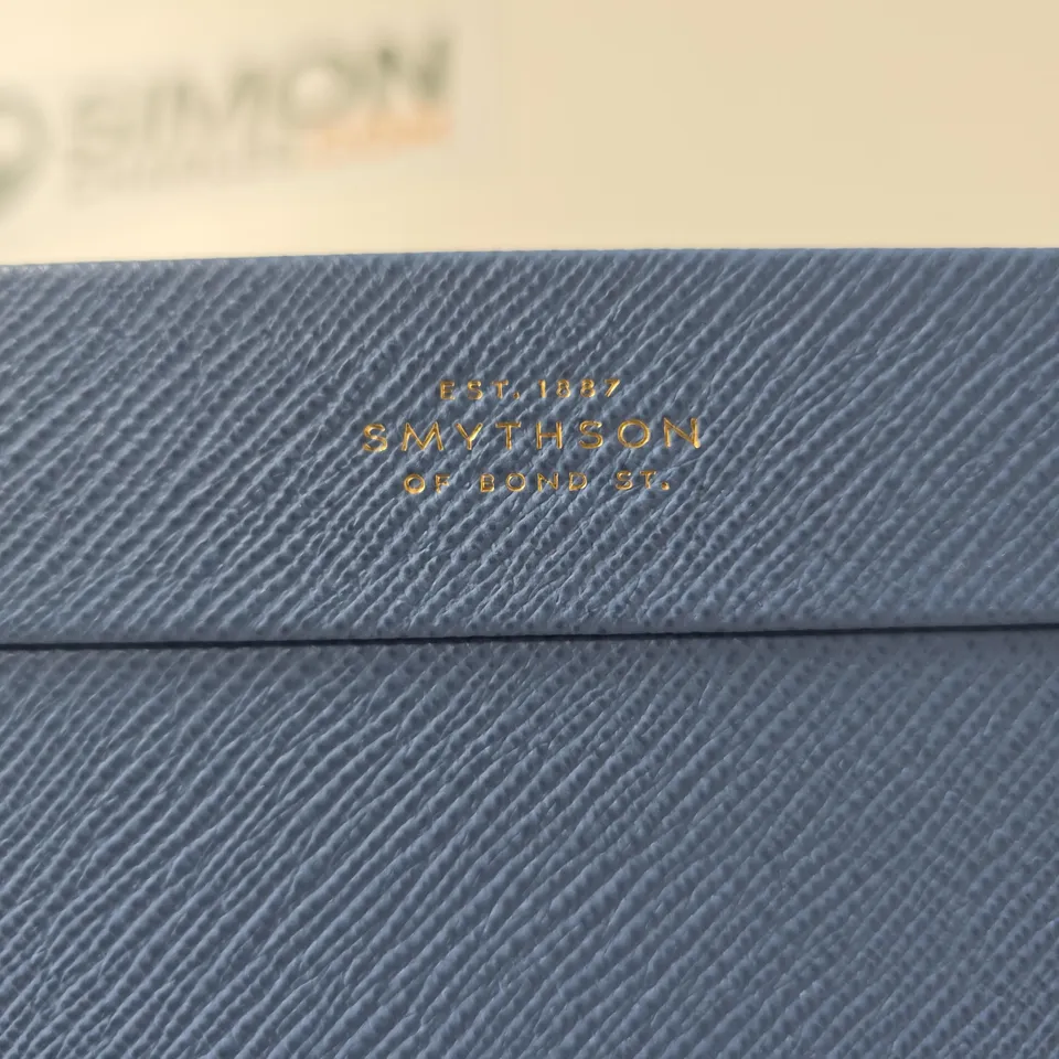 SMYTHSON OF BOND ST. PHOTO FRAME – BLUE TEXTURED LEATHER FINISH, EST. 1887