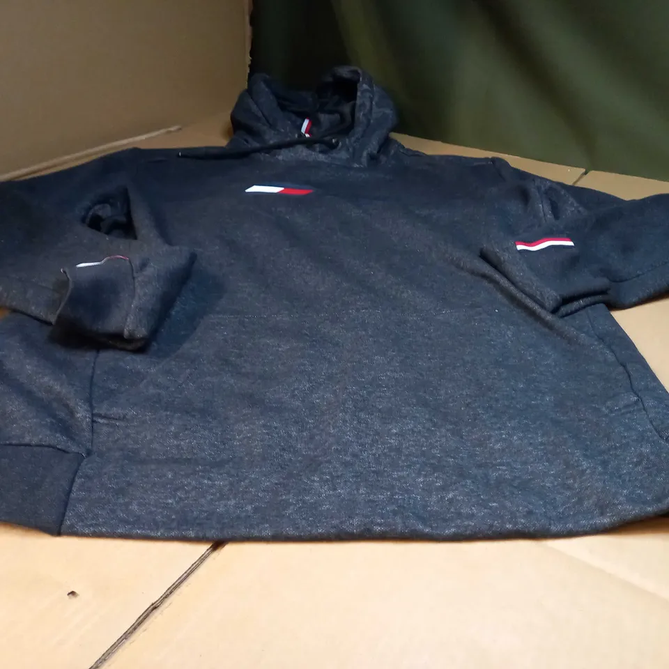 TOMMY HILFIGER CHARCOAL/LOGO HOODIE - XL