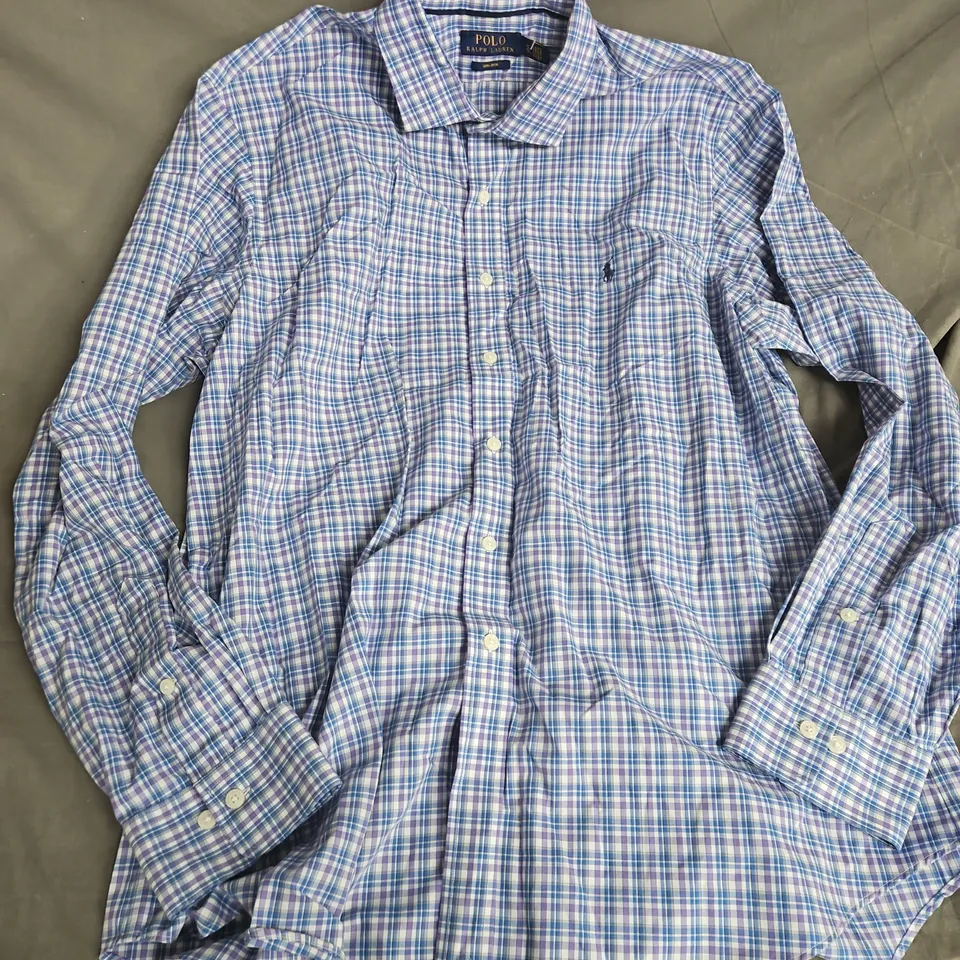 POLO RALPH LAUREN SHIRT – BLUE PLAID, NON-IRON, MEN’S XL