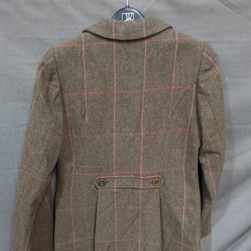 JOULES KIDS BUTTON THROUGH BLAZER IN TARTAN BROWN - 11/12 YRS HEIGHT 152CM