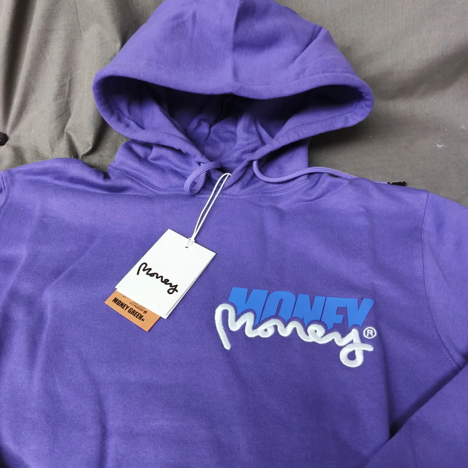 MONEY MOVES PURPLE HOODIE – SIZE M