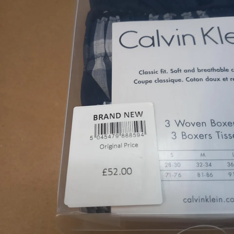 MENS CALVIN KLEIN 3 PACK OF WOVEN BOXERS SIZE M