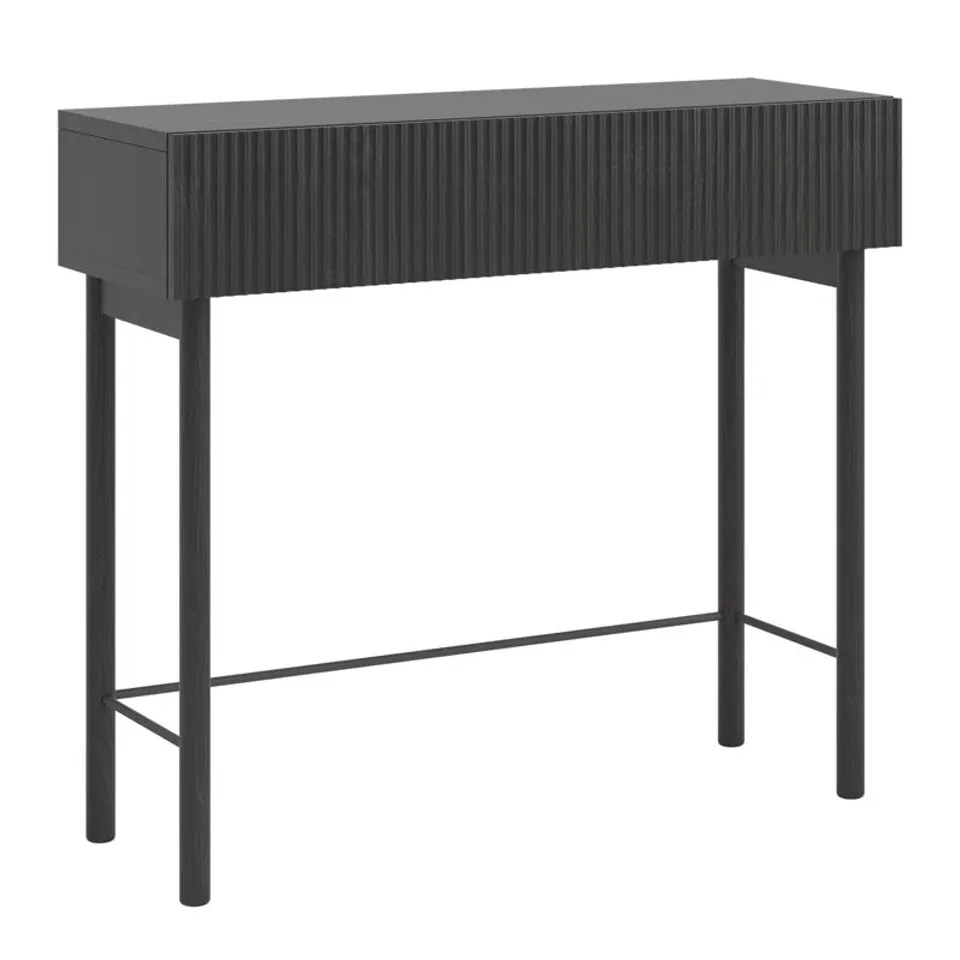 BOXED NOLIE CONSOLE WITH DRAWER, WALL MOUNTED, 90CM, PORTLAND ASH, BLACK