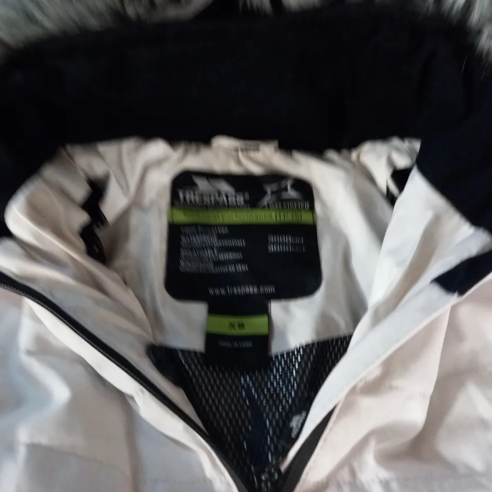 TRESPASS WHITE HOODED COAT - XS