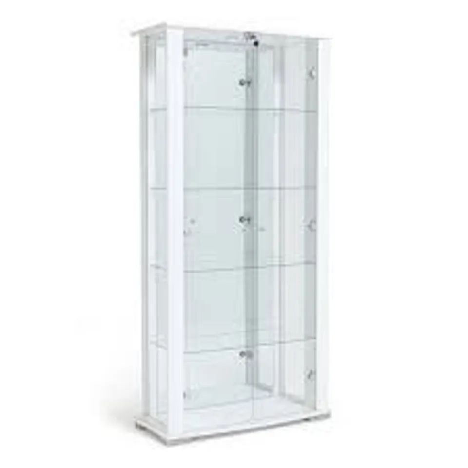 BOXED STELLA GLASS DISPLAY CABINET - WHITE (2 BOXES)