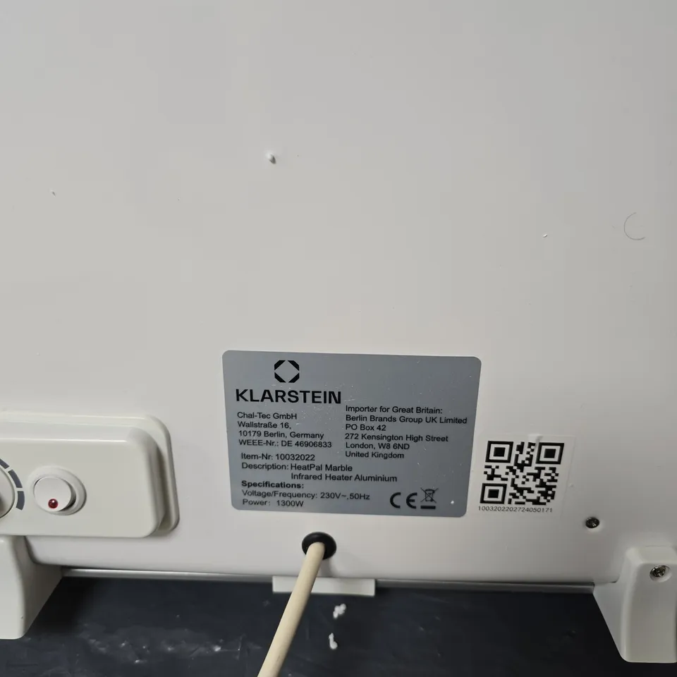 UNBOXED KLARSTEIN HEATPAL MARBLE INFRARED HEATER – ALUMINIUM