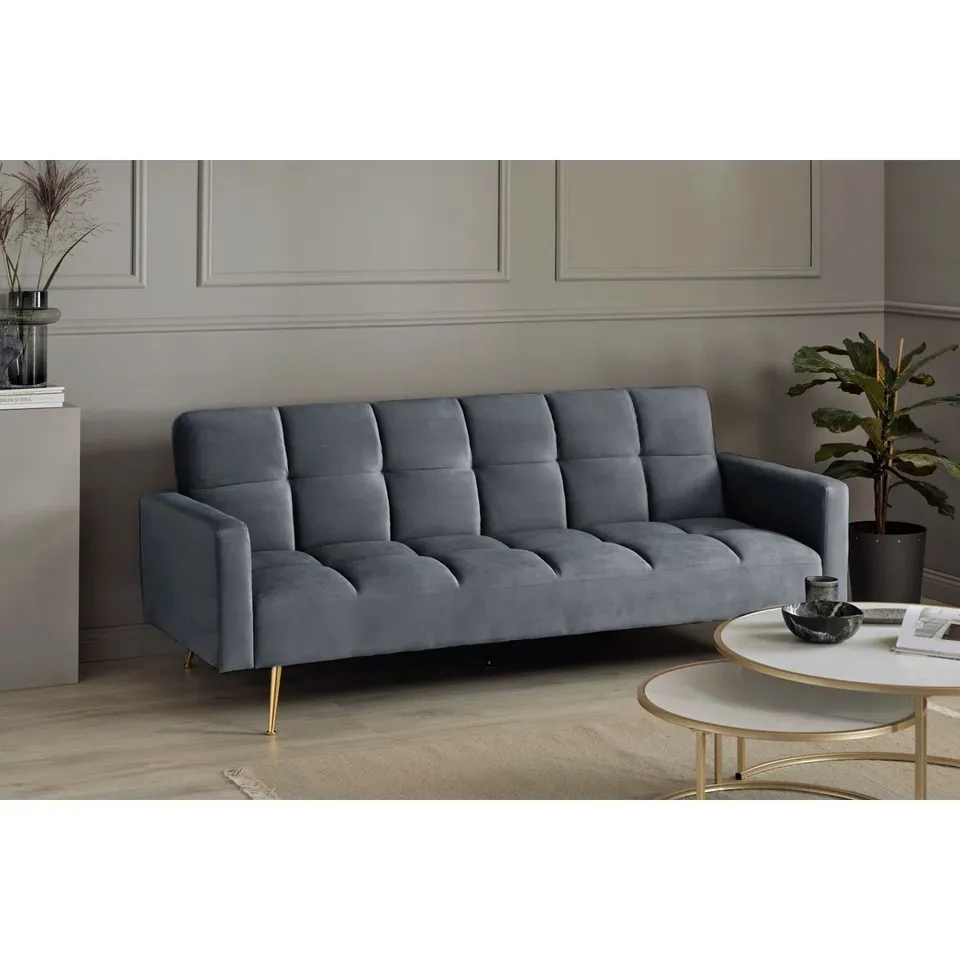 BOXED SHIFFET 3 SEATER MANUAL RECLINING VELVET SOFA BED (1 BOX)