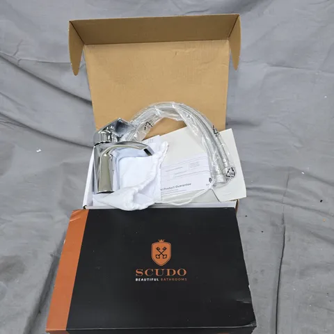 SCUDO CHROME BATHROOM FAUCET SET WITH FLEXIBLE HOSE