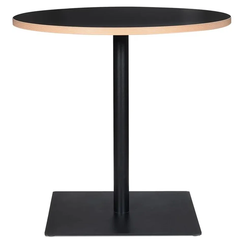 BOXED JAYVIR 80CM PEDESTAL DINING TABLE, BLACK (1 BOX)