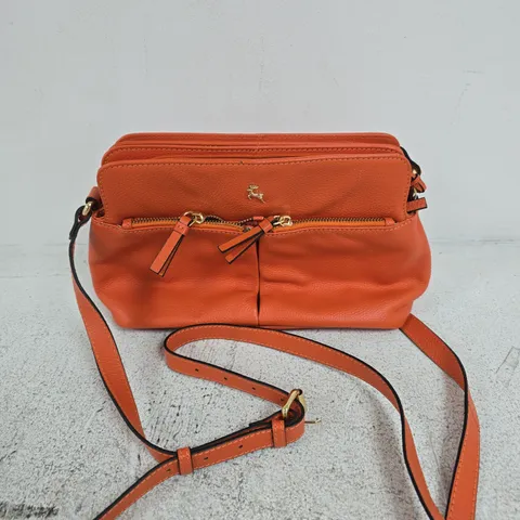 ASHWOOD LEATHER ORANGE LEATHER CROSSBODY BAG - DUAL ZIP, GOLD HARDWARE