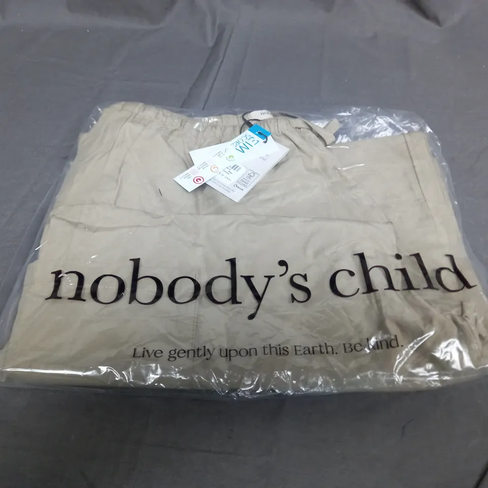 BAGGED NOBODYS CHILD BEIGE TECHNICAL TROUSERS SIZE 10