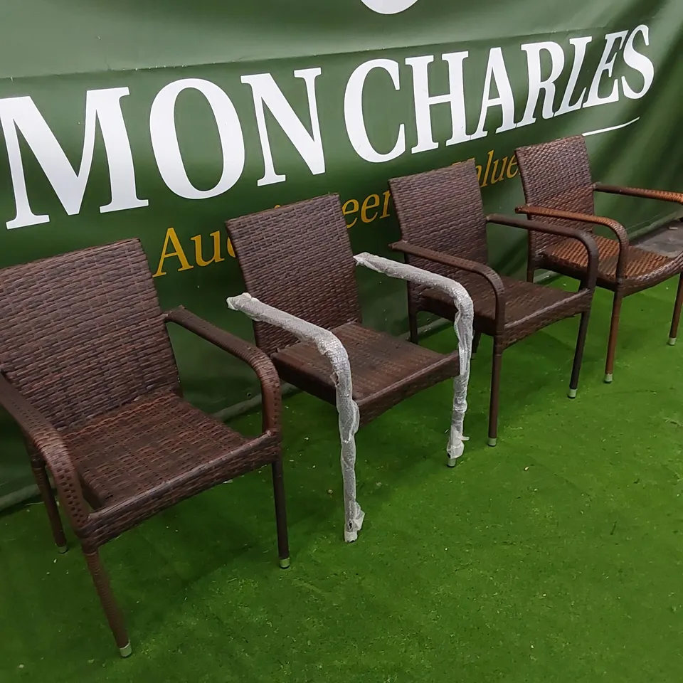 SET OF 4 CHOCOLATE MIX RATTAN CHAIRS 
