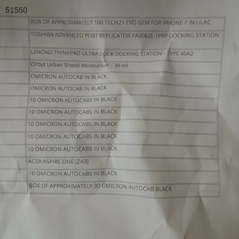 APPROXIMATELY 14 ASSORTED PRODUCTS TO INCLUDE; TOSHIBA ADVANCED PORT REPLICATOR, OMICRON AUTOCABS AND ACER ASPIRE ONE