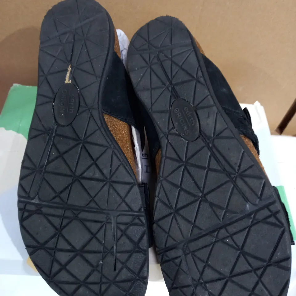 EARTH ORIGINS BLACK LEATHER LOOK SANDELS UK 8