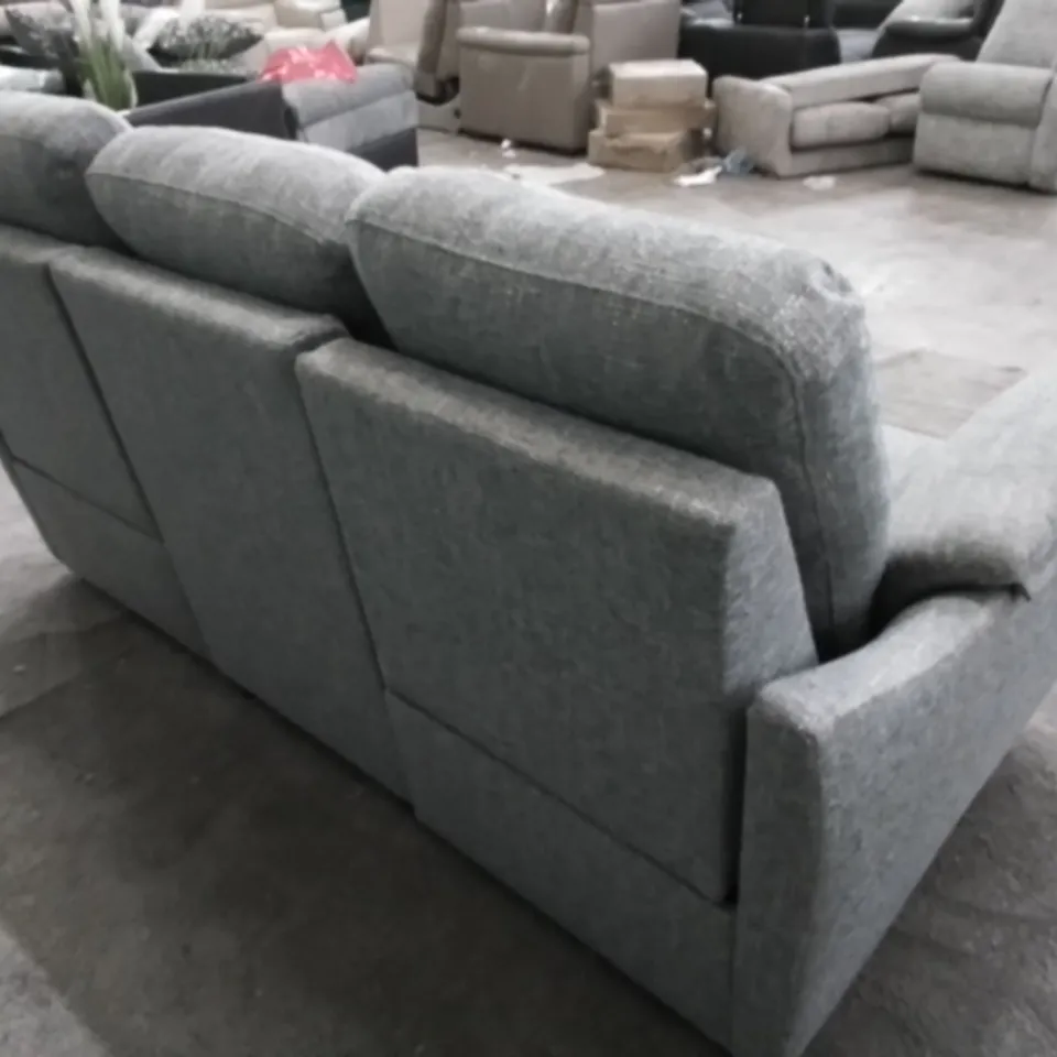 DESIGNER G PLAN MADE SPENCER DAPPLE KINGFISHER FABRIC ELECTRIC RECLINING THREE SEATER SOFA