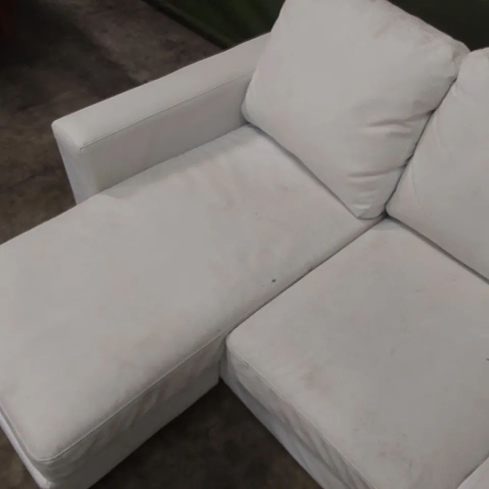 DESIGNER BALTIMORE WHITE L-SHAPED CORNER SOFA 